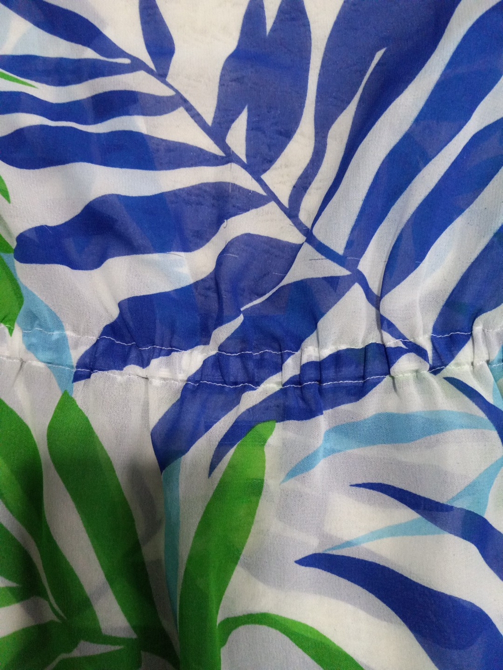 Peppermint Leaf-Print V-Neck Tunic Top Cover Up in Blue & Green Size S - Picture 10 of 10